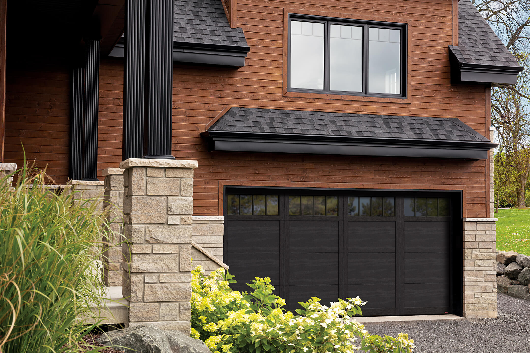 A garage door country side